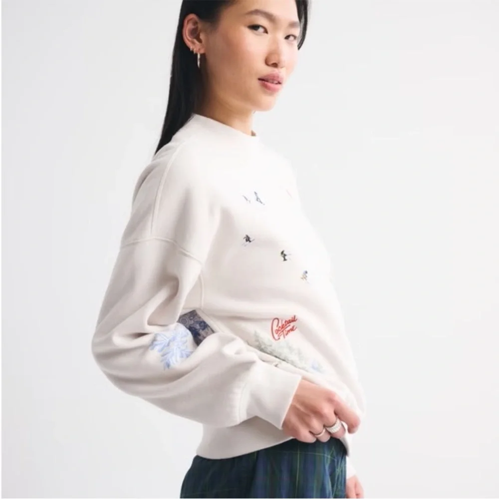 Abercrombie & Fitch Apres Ski Destination Vintage Sunday Mock Crew Sweatshirt XS